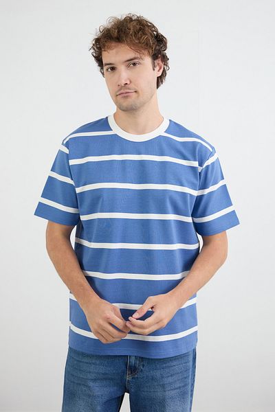 Fulla Moda Μπλουζάκι με ριγέ Crew Neck Oversize