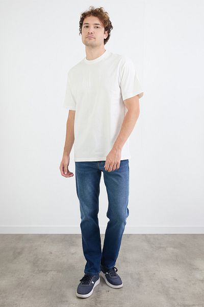 Fulla Moda Slogan Embossed Crew Neck T-Shirt
