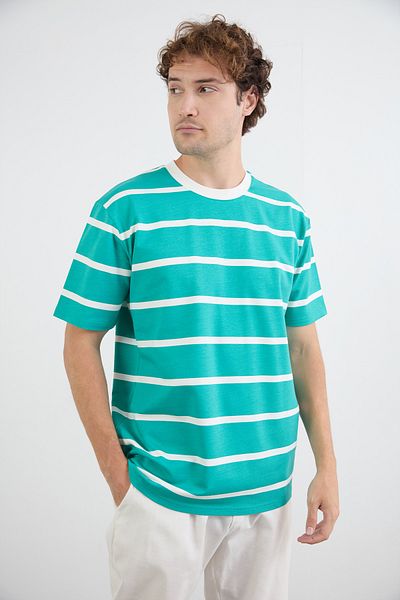 Fulla Moda Μπλουζάκι με ριγέ Crew Neck Oversize