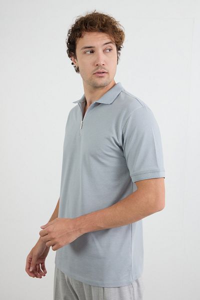 Fulla Moda Μπλουζάκι Basic Polo Neck με μισό φερμουάρ