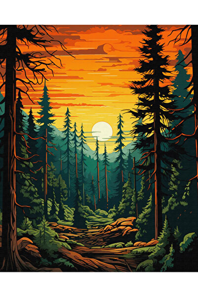 İZSA HOBİ Sayılarla Boyama Hobi Seti 40x50 Çerçeveli Numaralı Tuval Fırça Boy...