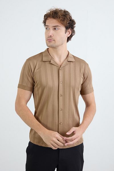 Fulla Moda Πουκάμισο ζακάρ με διπλωμένο μανίκι
