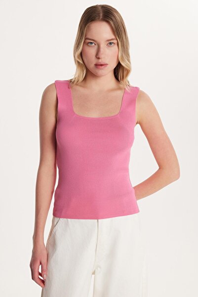 Tudors Kadın Standart Fit Askılı U Yaka Fitilli Pembe Body Atlet