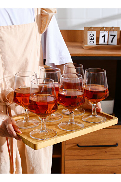 sharpdo 6-Pieces 430 ml Creative Home Diamond Shaped High Foot Glass Juice Cup