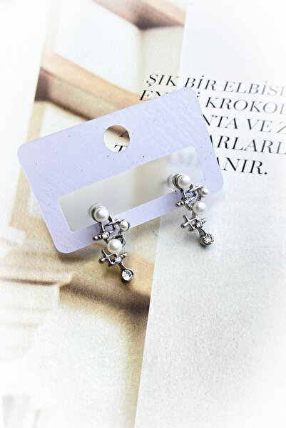 roshel Rodyum Kaplama Taşlı Sallantılı Küpe