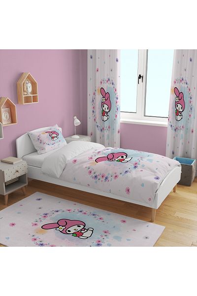 EVSEHOMES Melody Melody (Fon Curtain 70X260 Two Wings - Bedding Set - Choose Carpet Size)