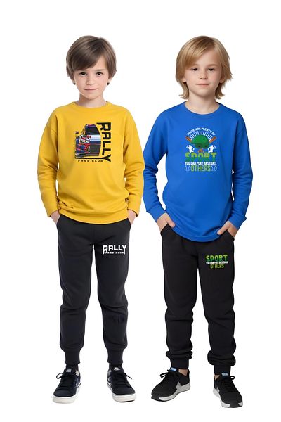 FYK KİDS 2-Piece Boy's Printed Zero-Collar Muslim Bottom-Up Set