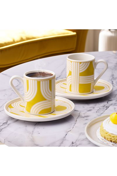 Aryıldız Havana Yellow 2-Person 4-Piece Coffee Cup Set 90 ml