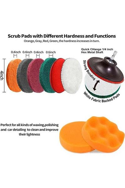 COOYA 37 Pcs Drill Brush Attachments Set, Drill Scrub Pads/Tile Sponge, Scrubber Drill Cleaning Brush Kit