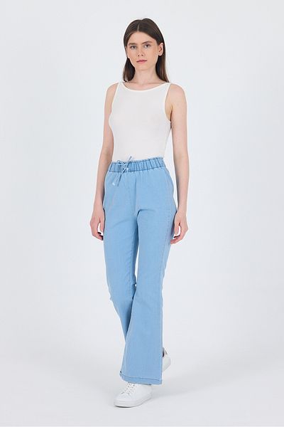 Rays Light Blue Elastic Waist Spanish Leg Trousers 3457