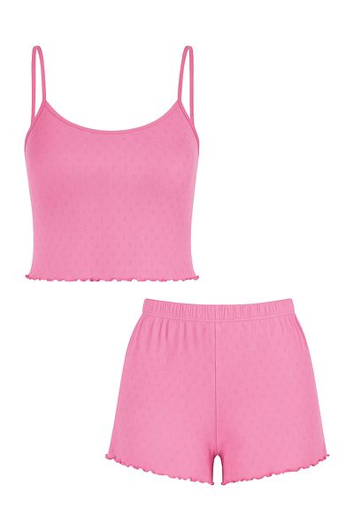 koza iç giyim Women's Cotton Rope Strap Shorts Set