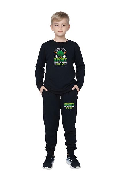 FYK KİDS 2-Piece Boy's Printed Zero-Collar Muslim Bottom-Up Set