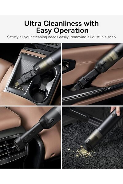 Baseus مكنسة كهربائية للسيارة عالية الطاقة، A3 Lite 12000PA مكنسة يدوية مع خاصية التفريغ بلمسة واحدة، USB C