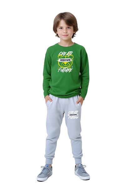 FYK KİDS 2-Piece Boy's Printed Zero-Collar Muslim Bottom-Up Set