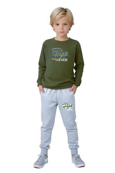 FYK KİDS 2-Piece Boy's Printed Zero-Collar Muslim Bottom-Up Set