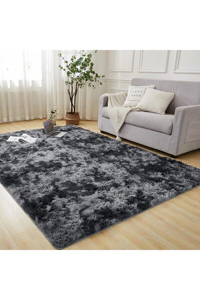 sharpdo Area Rug for Living Room, Tie-Dyed Beige Soft Fuzzy Plush Indoor Carpets for Bedroom