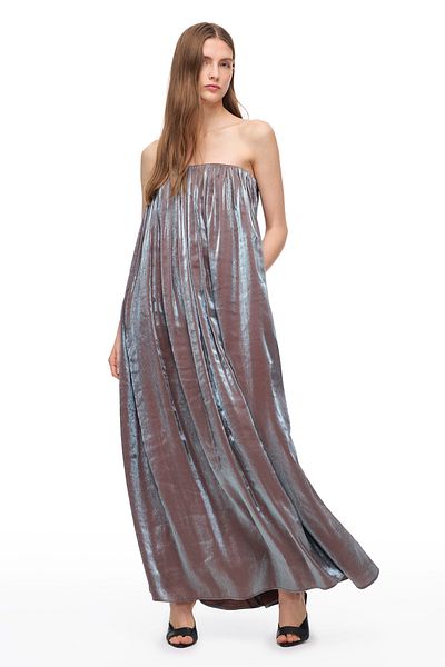 Perspective Strapless Midi Size Patterned Dress