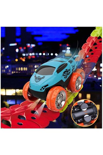 COOYA Race Car Tracks and Electric Anti-Gravity Race Car Toy，Road Race Playset DIY Flexible Race Track