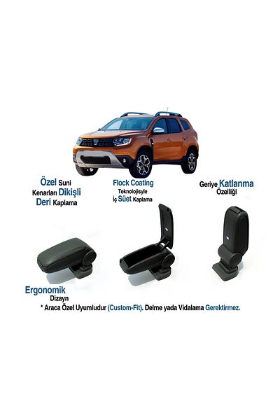 TUNAX OTO Duster Vehicle-Specific Armrest Armrest Without Screw 2018 2019 2020 2021 2022 2023 2024
