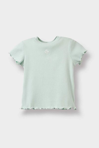 DeFacto Baby Girl Crew Neck Floral Ribbed Camisole Short Sleeve T-Shirt B7544A525Sm