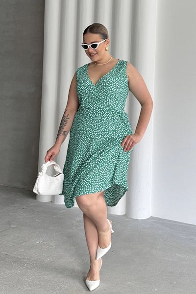Stil Diva Plus Size V Neck Elastic Waist Floral Print Dress 300916