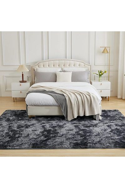 sharpdo Area Rug for Living Room, Tie-Dyed Beige Soft Fuzzy Plush Indoor Carpets for Bedroom