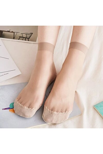 çorapmanya 4 Çift Kadın Ten - Siyah Tül Soket Çorap