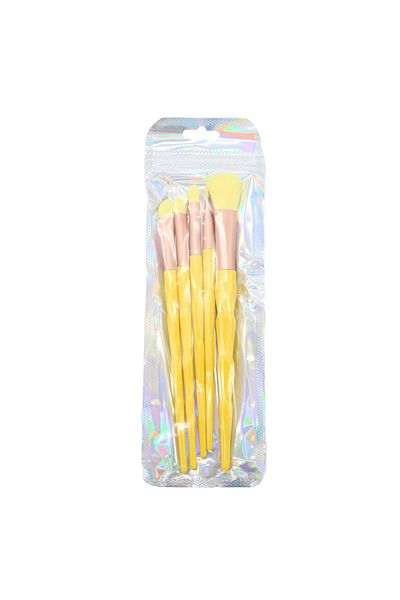 OEM Set de frumusete cu pensule portabile de machiaj, 5 piese, SL-21036galben