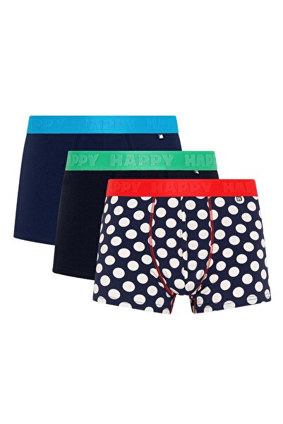 Happy Socks Herren Boxershorts, 3er Pack - Trunks, Cotton Stretch, uni/gemustert