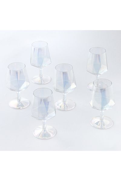 sharpdo 6-Pieces 430 ml Creative European Diamond Shaped High Foot Glass Juice Cup