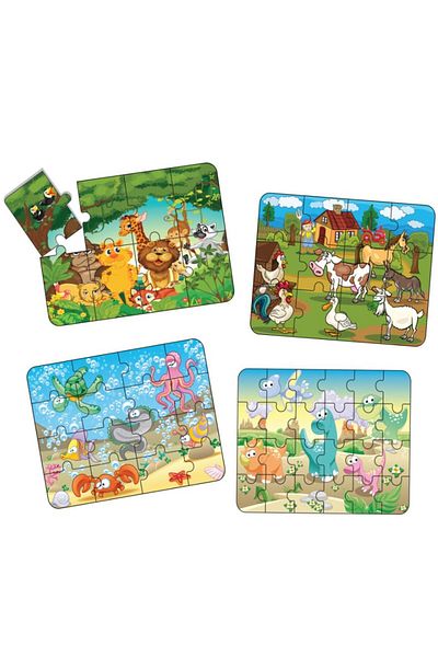 Sunman 4 in 1 Puzzle, Smile Games, Animals (8, 12, 16, 24 pieces)