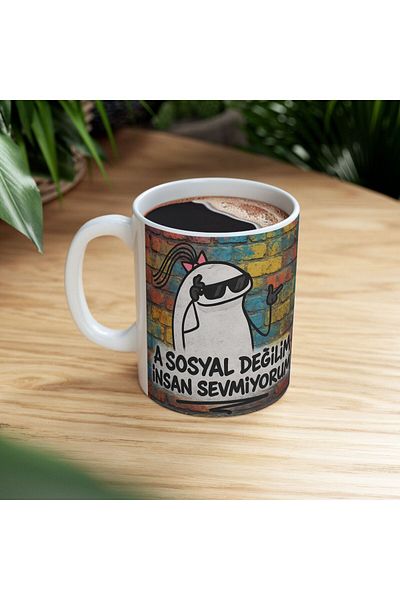 sıradışıhediyem Graffiti Wall Writing Concise Words Mug Cup Gift to Friend Birthday Gift