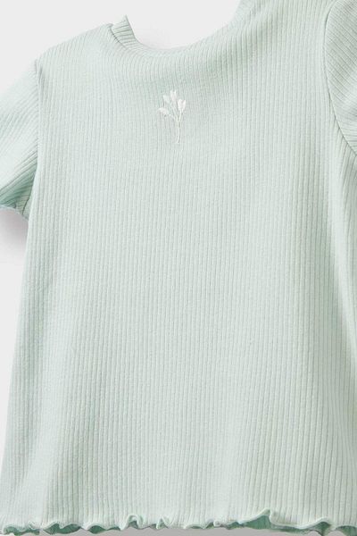 DeFacto Baby Girl Crew Neck Floral Ribbed Camisole Short Sleeve T-Shirt B7544A525Sm