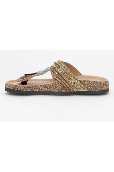 Guja 25Y102-7 Women's Cork Sole Flip Flops Stone Slippers