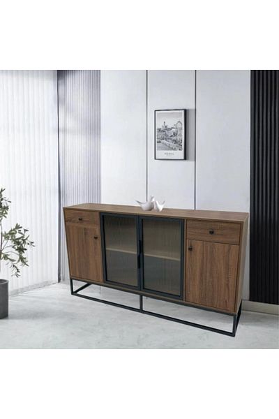 DEC24 Modern buffet with metal base and practical storage shelves