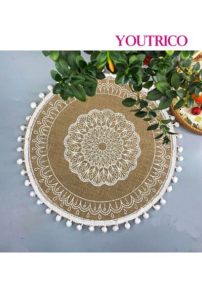 Youtrico 1pcs,38-43cm,placemats, plate coasters,tablemat,woven jute,tassels,