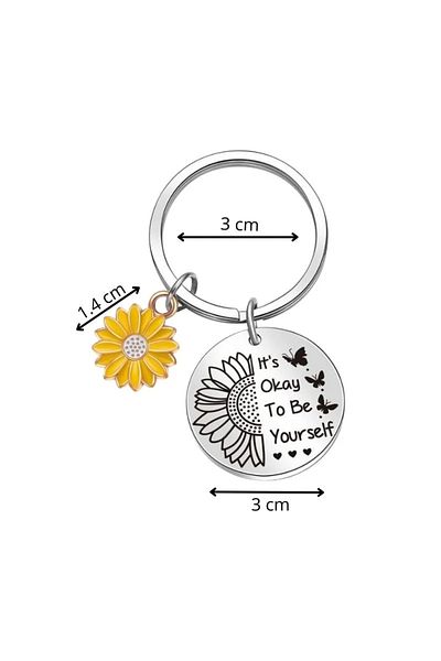 OEM Motivational flower keychain "It's okay to be yourself", inspired for friends