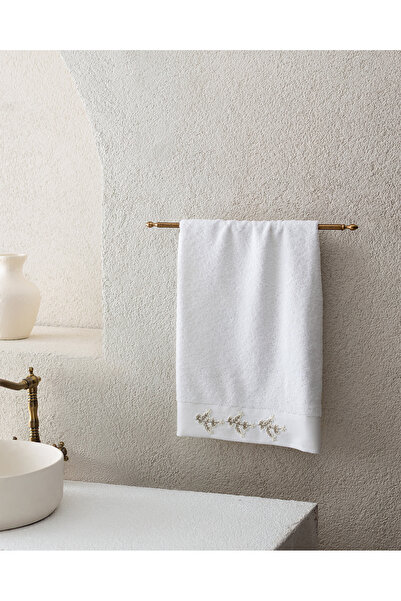 Madame Coco Опал з вишивкою, 100% бавовняний рушник для обличчя - білий - 50x76 см
