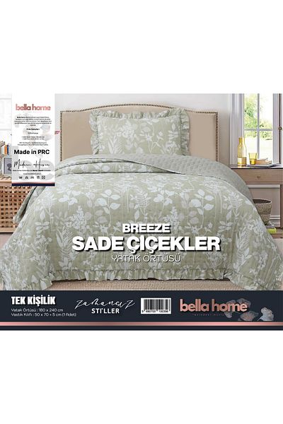 Bella Home Set cuvertură de pat de o persoană Breeze Frilly - 180x240 cm