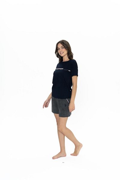U.S. Polo Assn. Set de tricou pantaloni scurți de buzunar pentru femei Polo US, decolteu, mânecă scurtă