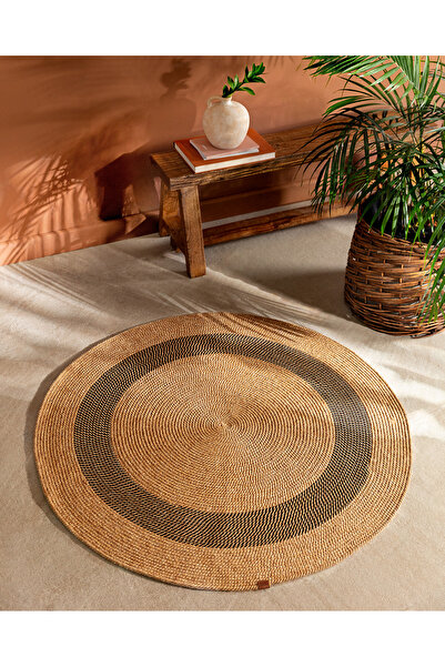 Madame Coco Alsace Yuvarlak Kilim - Naturel/Siyah - 120 cm