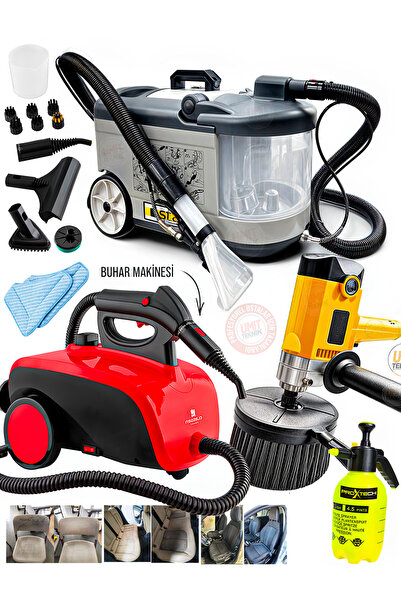 PROXCLEAN Buharlı Halı Yıkama Koltuk Yıkama , Koltuk Fırçalama Makinası Buhar Makinesi Su SıçratmazStrCombo