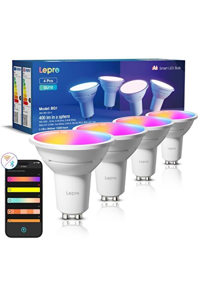 LEPRO BG1 AI Smart Bulbs GU10, 400lm 4.5W Spotlight Bulb, Dimmable RGB, 4-Pack