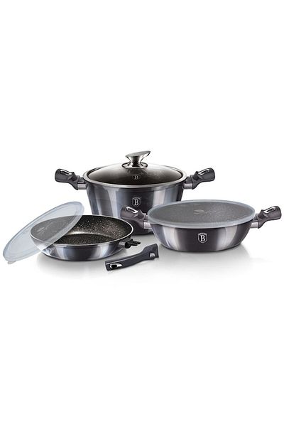 Berlinger Haus Set de oale si tigai, BERLINGER HAUS, Aluminiu/Granit, 6 elemente, Negru/Gri