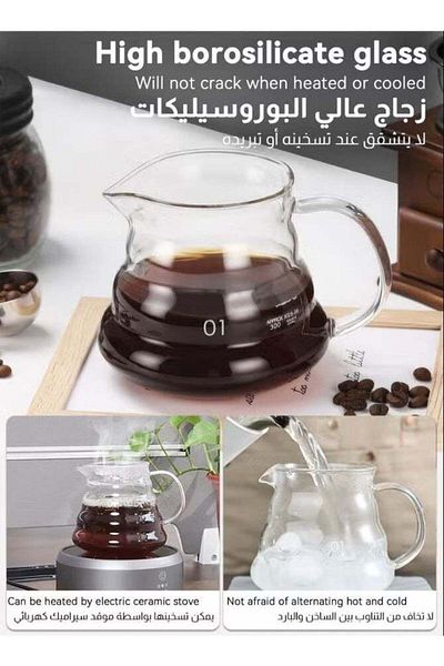 COOYA 9-Piece V60 Drip Coffee Maker with Gooseneck Pot, Scale, Glasses, Dispenser, Grinder, Filter Paper