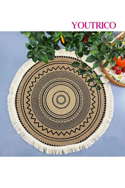 Youtrico 1pcs,38-43cm,placemats, plate coasters,tablemat,woven jute,tassels,