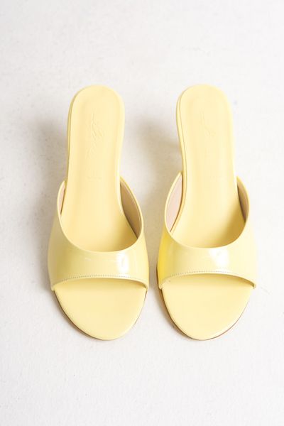 LDR Women's Yellow Open Toe Heeled Slippers