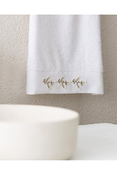 Madame Coco Опал з вишивкою, 100% бавовняний рушник для обличчя - білий - 50x76 см