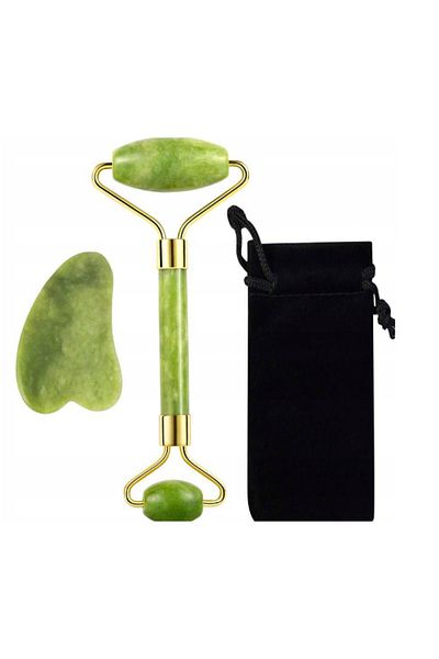 NEO Nemo Facial Drainage Massage Roller, Reduces Inflammation, Soothes Skin, Jade, Green