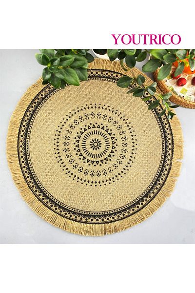 Youtrico 1pcs,38-43cm,placemats, plate coasters,tablemat,woven jute,tassels